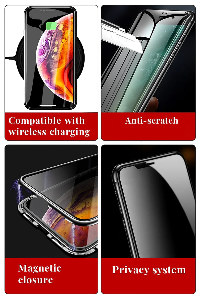 Case for iPhone Magnetic Armored  – 360º Double Protection with Privacy Screen