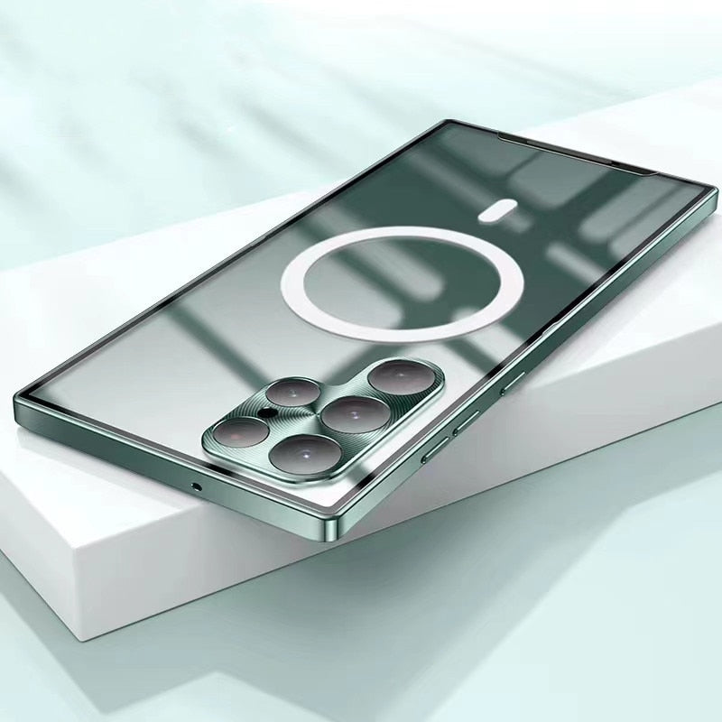 Case Samsung  Magnetic with Tempered Glass and Aerospace Aluminum - MagSafe