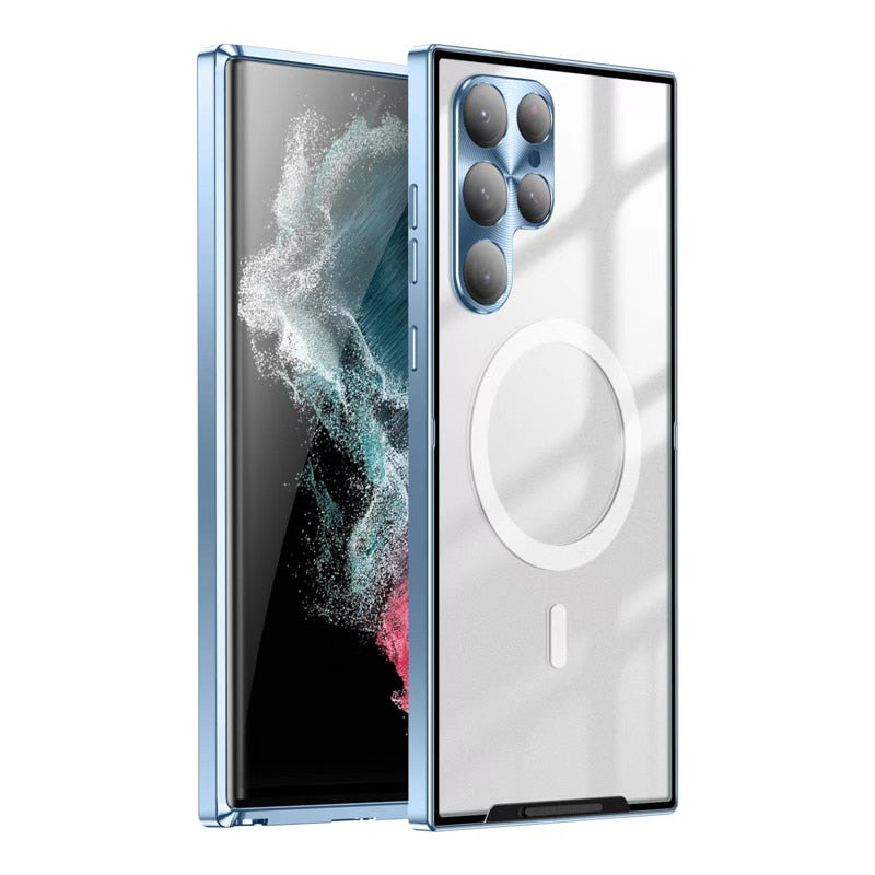Case Samsung  Magnetic with Tempered Glass and Aerospace Aluminum - MagSafe