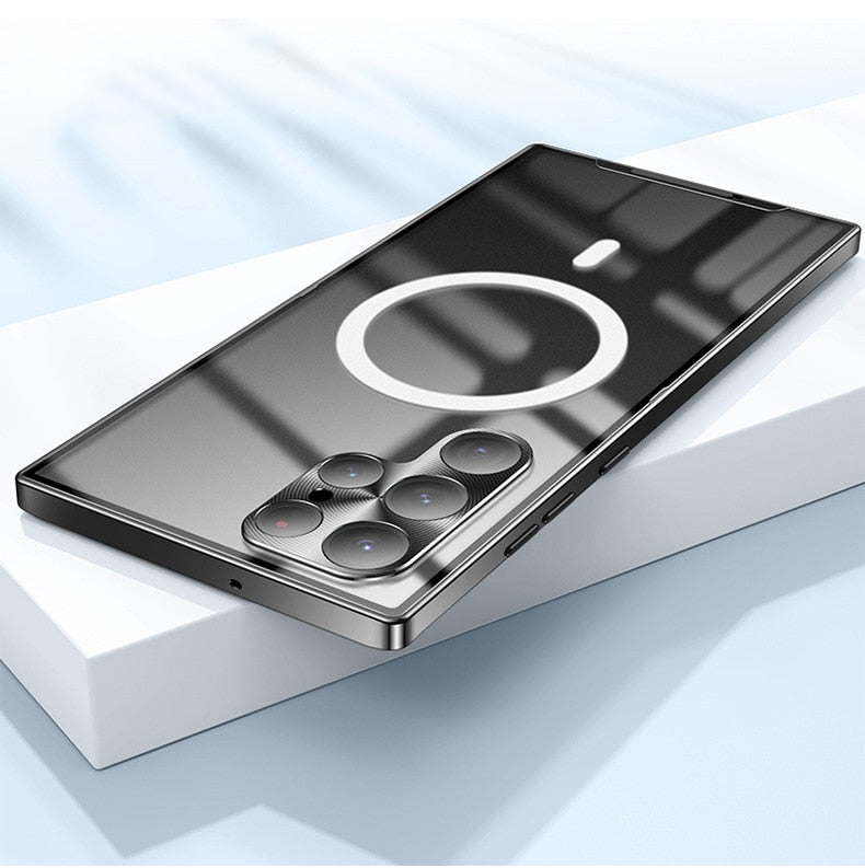 Case Samsung  Magnetic with Tempered Glass and Aerospace Aluminum - MagSafe
