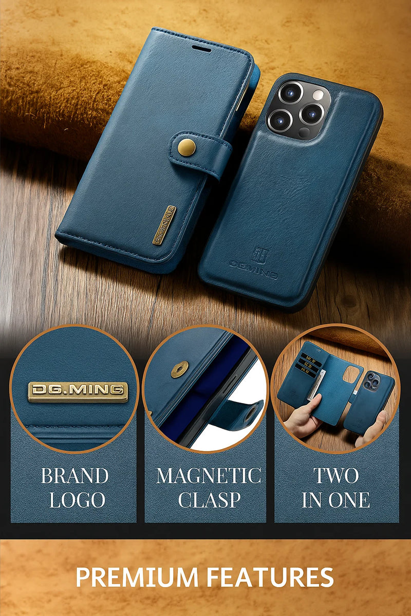 Case iPhone Ultra Slim Leather with Magnetic Wallet 2 in 1 - Launch 2023