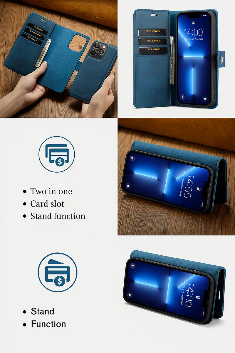 Case iPhone Ultra Slim Leather with Magnetic Wallet 2 in 1 - Launch 2023
